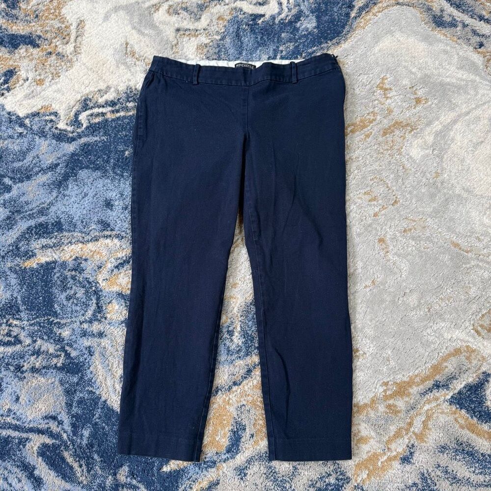 J.Crew Mercantile Women’s Navy Cropped Ankle Pants Sz 10 Stretch Cotton Career
